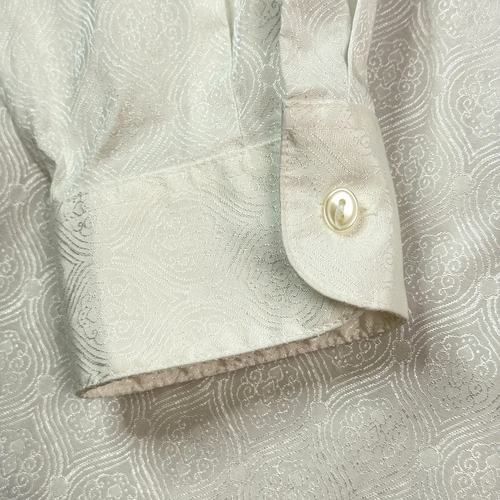 Foxcroft Womens Button Up Shirt Size 16 Shaped Fit White Jaquard Wrinkle Free - Picture 5 of 16